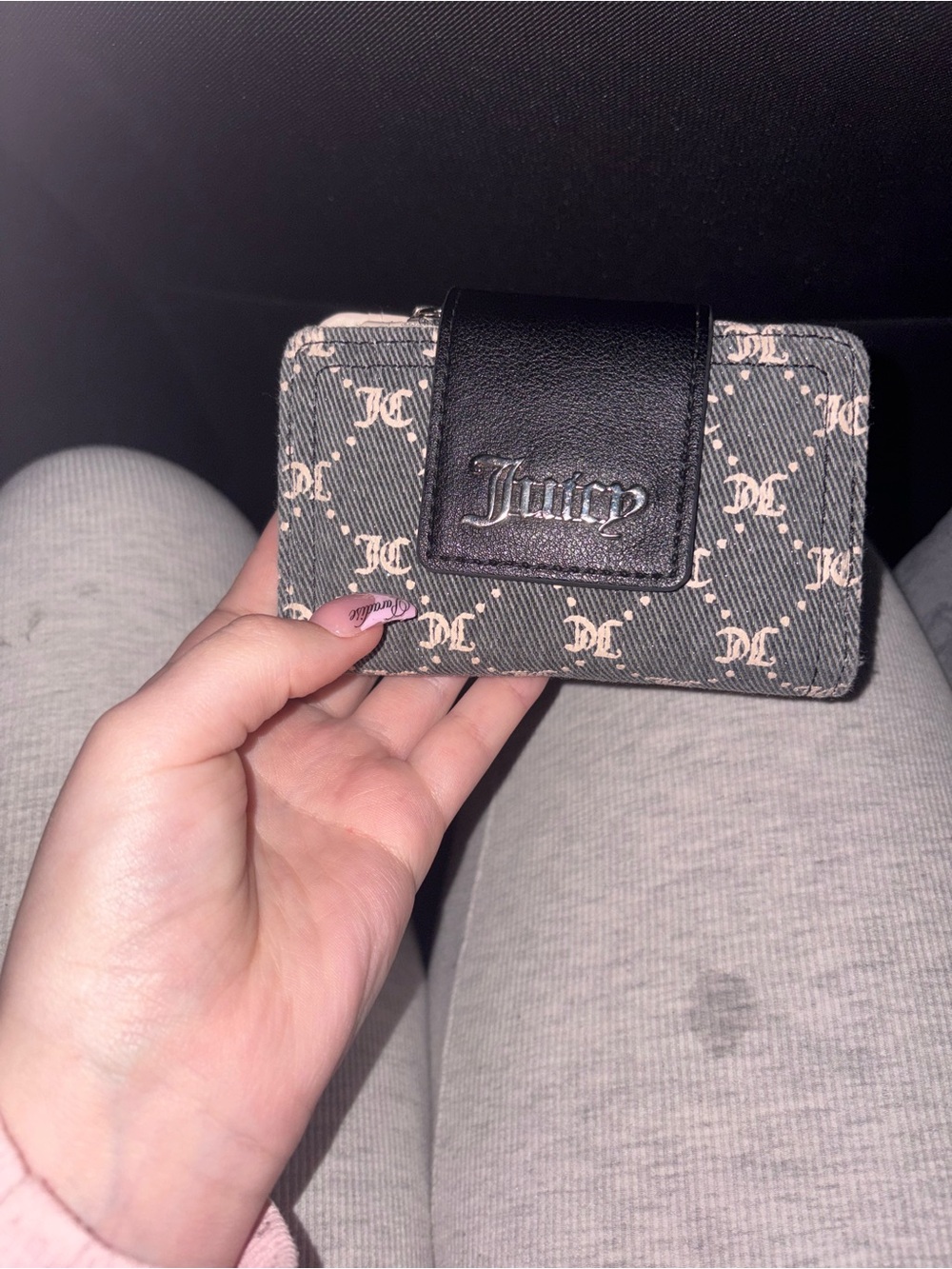 Juicy Couture Black & Pink Monogram Card Holder
